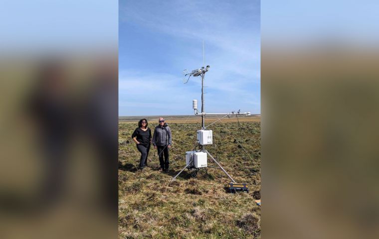 MLAs Leona Roberts and Pete Biggs during the installation of a carbon flux tower