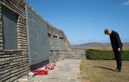 Foreign Secretary Lord David Cameron visits San Carlos Cemetery on the Falkland Islands (Stefan Rousseau/PA)