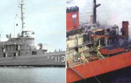 ARA Suboficial Castillo and Icebreaker “Irizar” on fire