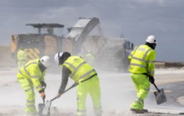 Workers taking part in the resurfacing of the alpha loop. MOD Crown Copyright MOD – Cpl Laura Wing.