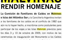 The original ad inviting Malvinas Families to the Falklands October trips