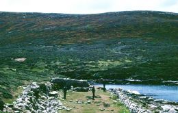 The ruins of the warehouse at Port Egmont, where Commodore Byron claimed the Falklands for Britain in January 1765