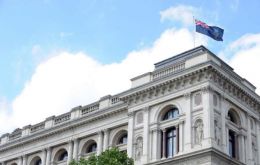 The Falkland Islands flag flying at the Foreign Office (Photo: EPA)