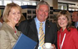 Falklands Representative to the UK, Sukey Cameron, with Gibraltar Representative, Albert Poggio, and tourism speaker, Debbie Summers