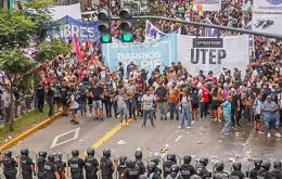 Protesters were met with Bullrich's anti-riot protocol which includes the use of tear gas 