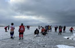 Hockey players taking advantage of the winter weather to gain some “on ice” experience! No ice rink in the Islands, so opportunities like this cannot be missed! 