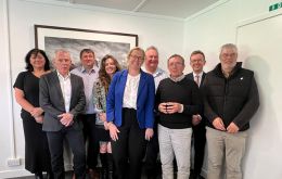 The Foreign Office minister with the eight elected members of Falklands Legislative Assembly 