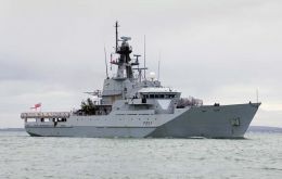 HMS <i>Clyde</i> ready to leave to the Falklands