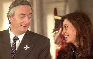 Argentina's president Nestor Kirchner and First Lady Cristina Fernandez