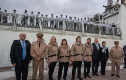 Milei and his entourage donned Coast Guard jackets to the event