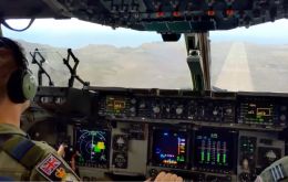 The RAF ZZ177 Globemaster C-17 and its crew after landing at St Helena airport, once considered the “world's most useless ”airport