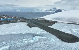 The newly resurfaced runway at Rothera Research Station BAS