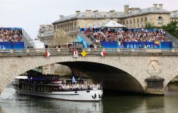 Athletes paraded down the Seine on boats