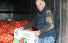 Tim Miller unloading produce at Stanley Growers Market Garden