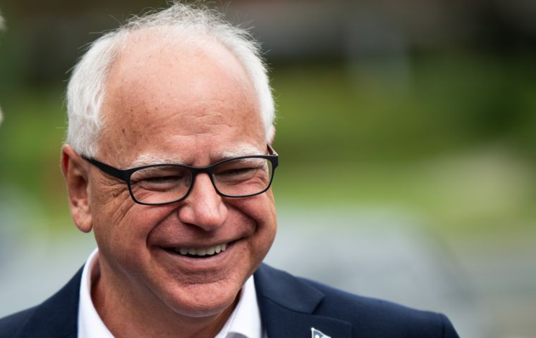 The Nebraska-born Walz was elected the 41st governor of Minnesota in 2018 and re-elected in 2022 